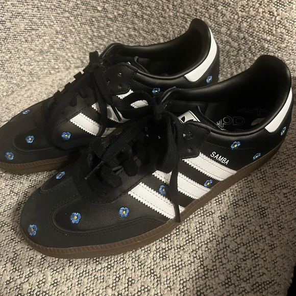 Adidas Samba OG Black with Blue Floral Sneakers - Picture 4 of 7